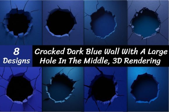 Cracked Dark Blue Wall Backgrounds 3D: Elevate Your Visual Projects