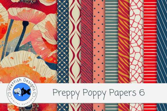 Elevate Your Projects with Preppy Poppy Digital Paper Backgrounds 6