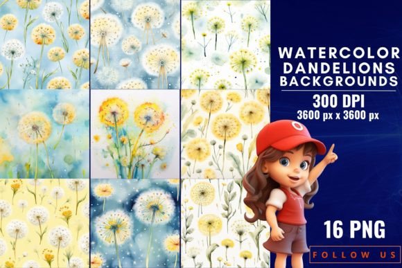 Elevate Your Projects with Watercolor Dandelions Backgrounds