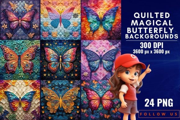 Quilted Magical Butterfly Backgrounds: A Designer's Whimsical Canvas