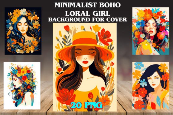 Serene & Stylish: Minimalist Boho Floral Girl Backgrounds