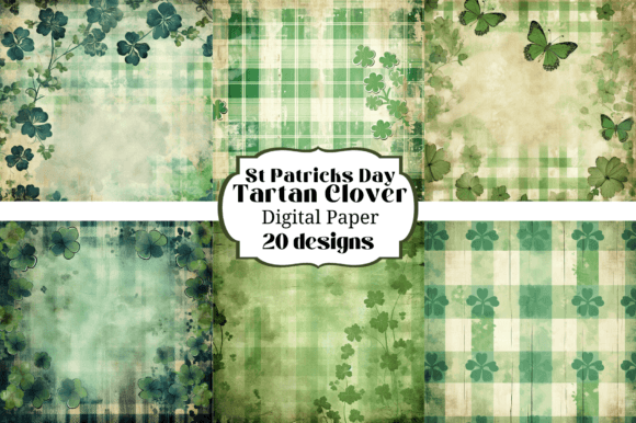 St Patrick's Day Tartan Backgrounds for Digital Crafts