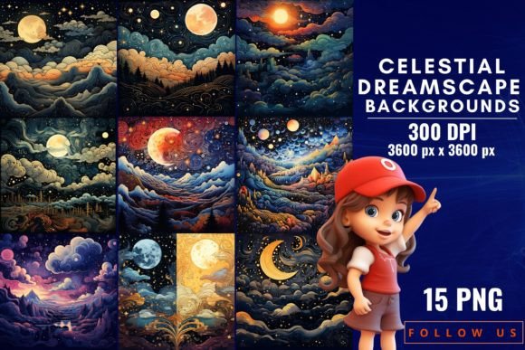 Transform Your Designs with Celestial Dreamscape Backgrounds