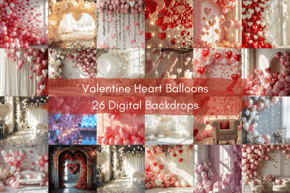 Valentines Day Heart Digital Backgrounds: Rustic Romance