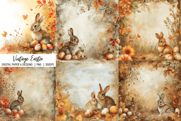 Vintage Easter Backgrounds: Bunny PNGs for Timeless Designs