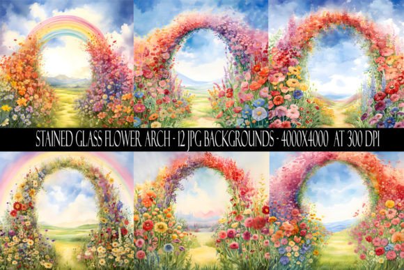 Watercolor Flower Arch Backgrounds for Creative Projects