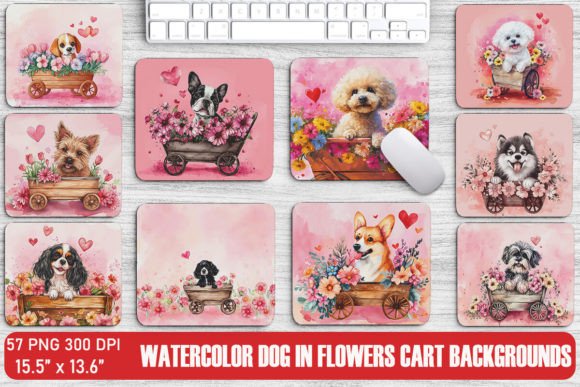 Whimsical Charm: Using Kawaii Dog in Flowers Cart Backgrounds